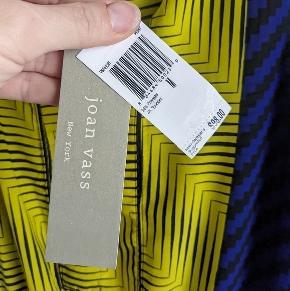 JOAN Vaas Geometric Sleeveless Maxi Dress Navy Yellow M - Picture 4 of 16